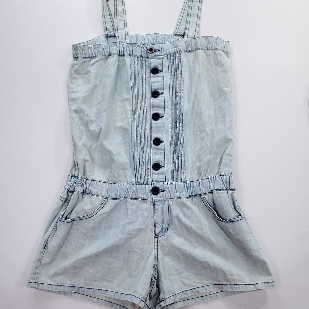 Noble Light Wash Denim Romper Overalls - EUC